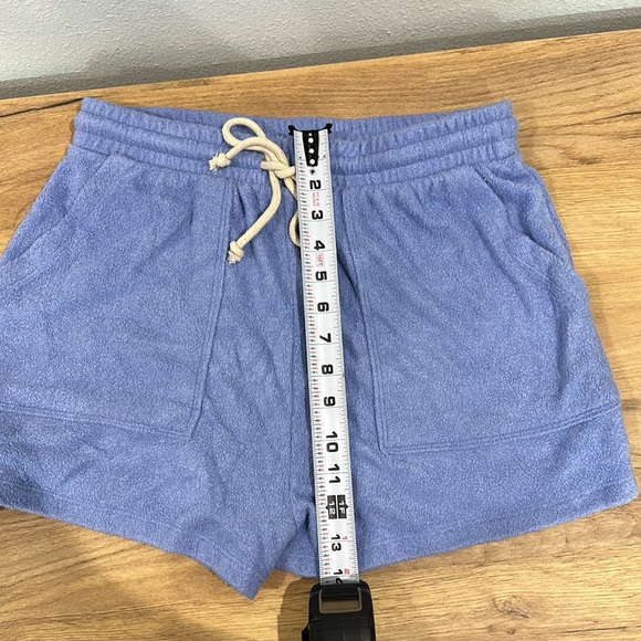Fashion nova weekend in Malibu French terry shorts soft light blue tie string - Picture 8 of 11